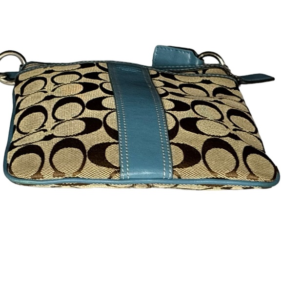Coach Leatherware Signature Mono Canvas/Leather Crossbody/Swingpack-Tan/Blue - Picture 9 of 14